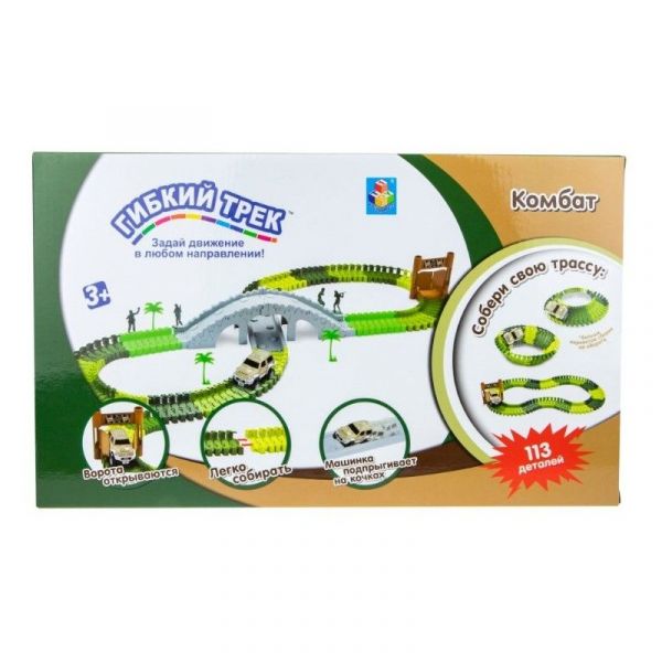 Игровой набор 1TOY Гибкий трек Комбат, джип [т13202]